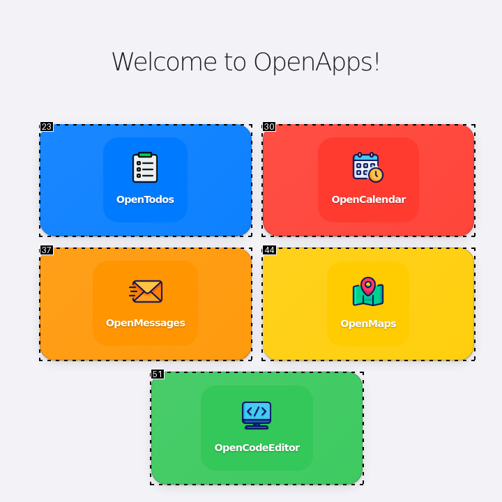 OpenApps application UI